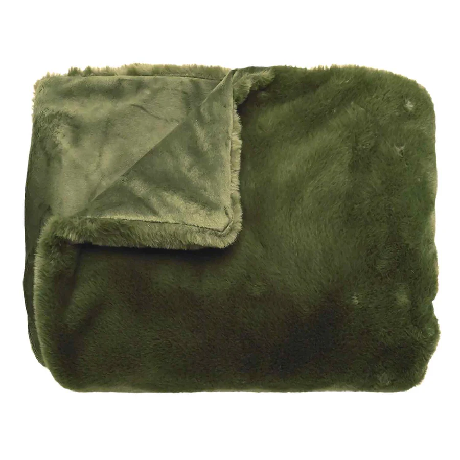 Olive Luxe Faux Fur Blanket Throw for 130x170cms sofas, beds, chairs
