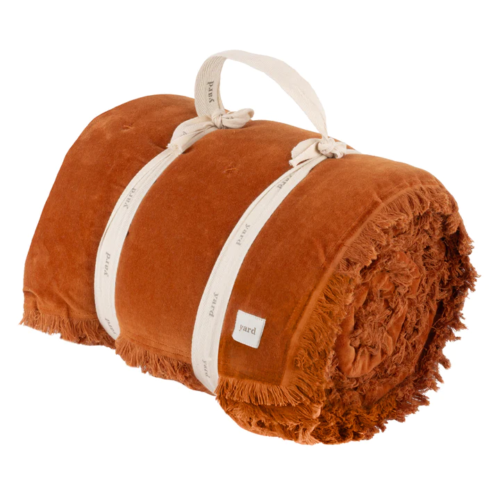 100% Cotton Velvet Style Rust/Terracotta Luxury Throw/Bedspread 140x240cms