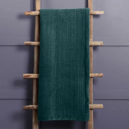 100% Cotton Velvet Ocean Green Luxury Throw/Bedspread 140x240cms 100% Cotton Velvet Ocean Green Luxury Throw/Bedspread 140x240cms