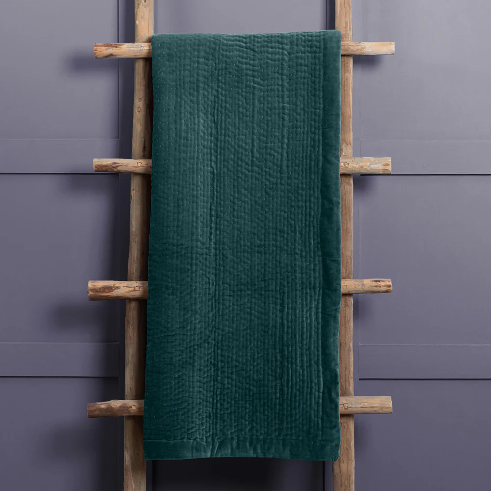100% Cotton Velvet Ocean Green Luxury Throw/Bedspread 140x240cms 100% Cotton Velvet Ocean Green Luxury Throw/Bedspread 140x240cms