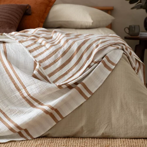 Soft Cotton Cinnamon Muslin Oversize Throw 140x220cms – ideal for sofas, chairs and beds Soft Cotton Cinnamon Muslin Oversize Throw 140x220cms - ideal for sofas, chairs and beds