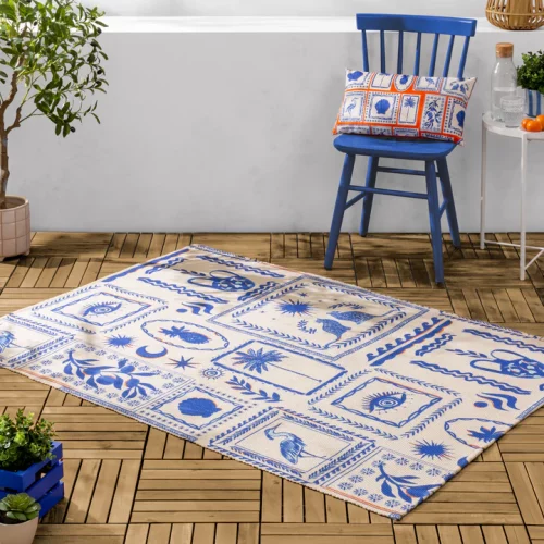 Frieze  Blue Indoor/Outdoor Rug 120x170cms,  Duvet Sets