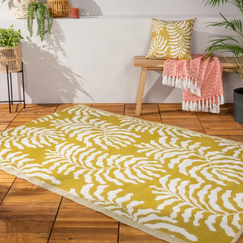 Jacquard  Weave Yellow/Mustard Tocorico Indoor/Outdoor  Rug 120x170cms