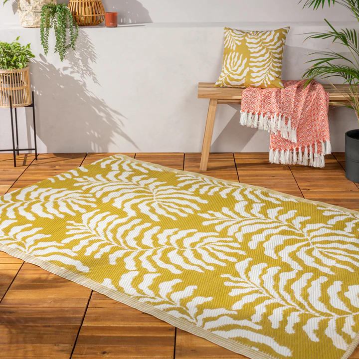 Jacquard  Weave Yellow/Mustard Tocorico Indoor/Outdoor  Rug 120x170cms