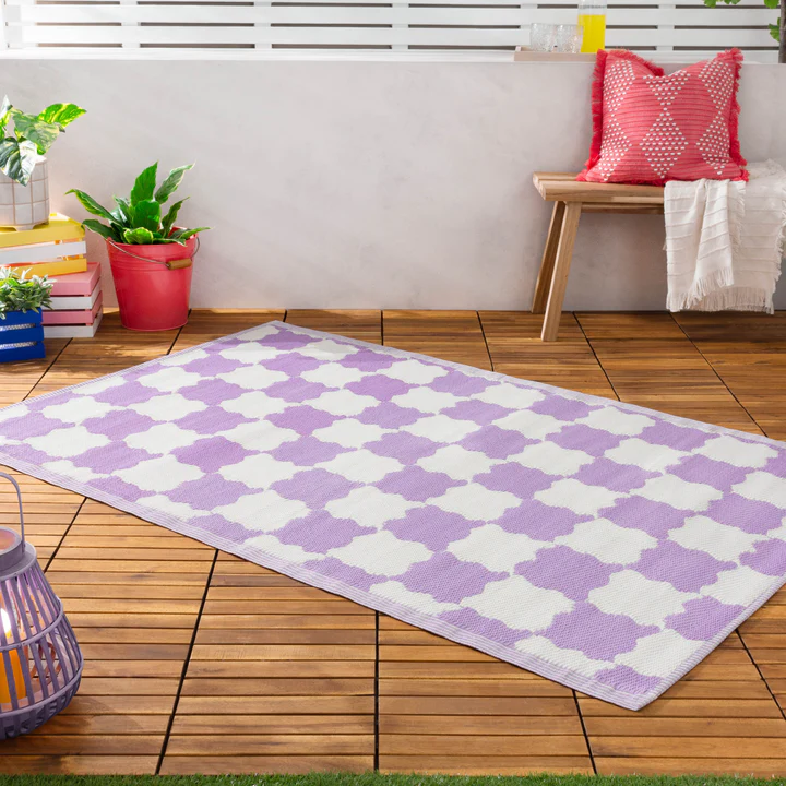 Lilac Checkerboard Indoor/Outdoor  Rug 120x180cms