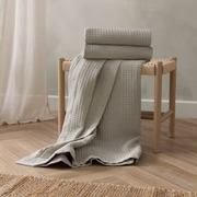 100% Cotton Stone Waffle Design Oversized Throw 240x260cms – Ideal for sofas, chairs and beds