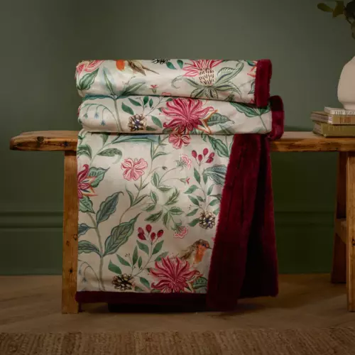 Velvet and Faux Fur Floral Throw, Cushions Velvet and Faux Fur Floral Throw, Cushions