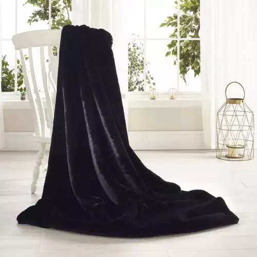 Soft Black Luxury Faux Fur Throws Soft Black Luxury Faux Fur Throws