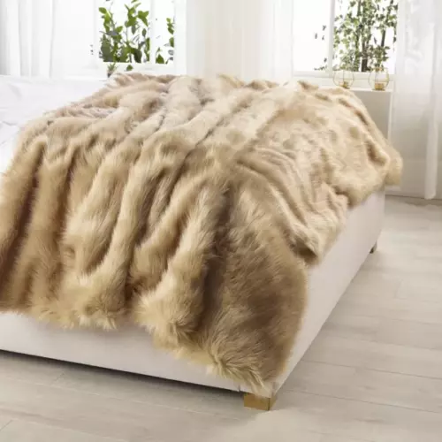 Sahara Luxury Faux Fur Throw and Cushions