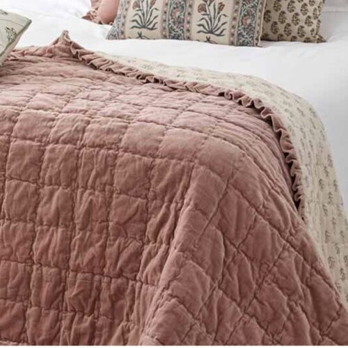 Rosewood Ruffle Velvet Throw 140x220cms