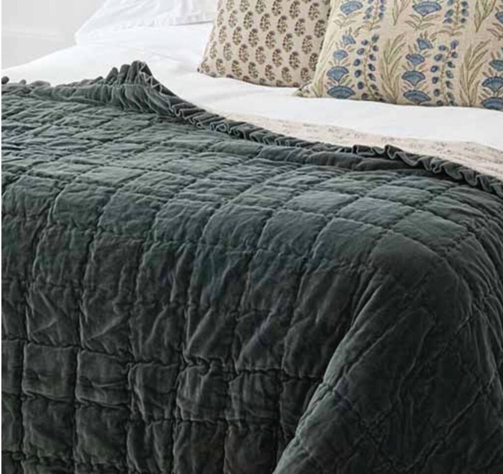 Teal Ruffle Velvet Throw 140x220cms - The Sofa Throw Company