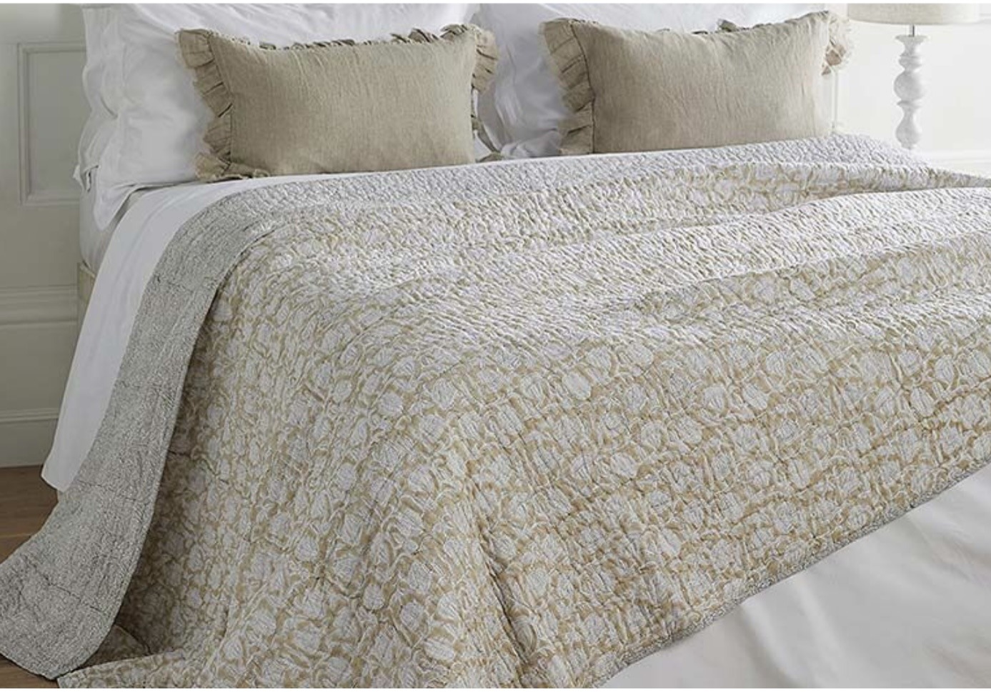 100% Cotton Jaipur Wheat Oversized Bedspread/Throw 240x260cms for beds,  sofas, chairs