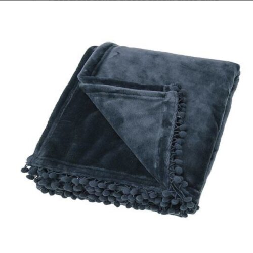 Slate Blue Cashmere Touch Fleece Blanket/Throw - for sofas, beds, chairs