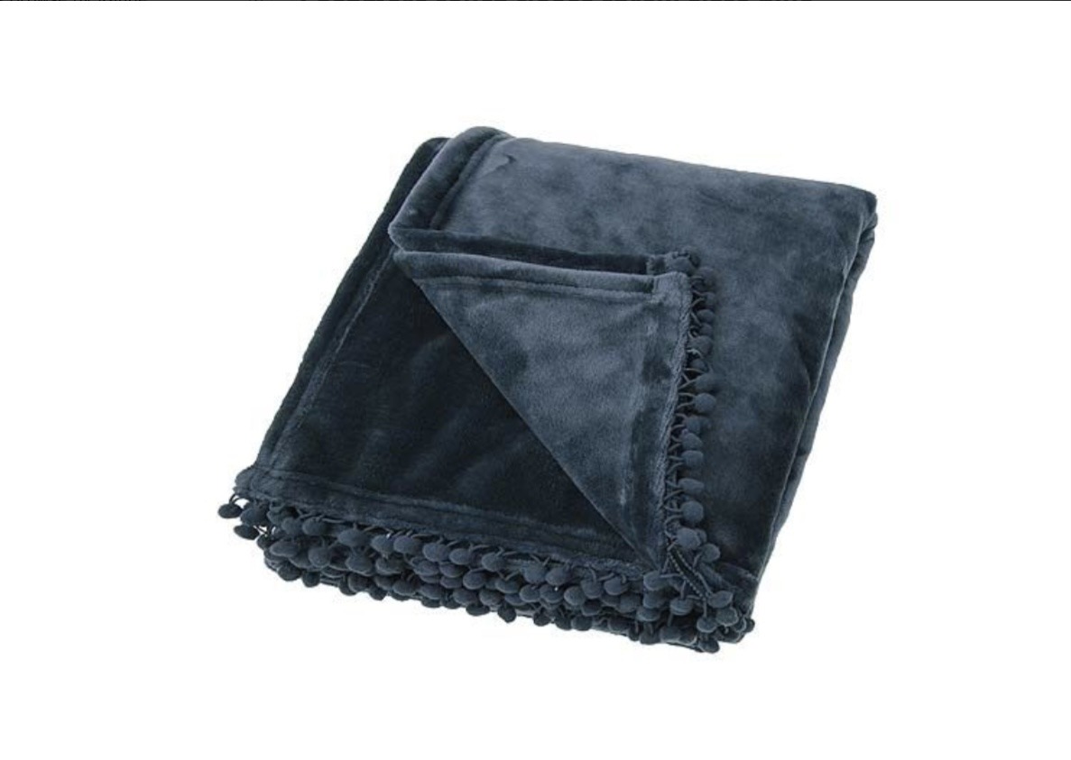 Slate Blue Cashmere Touch Fleece Blanket/Throw and Matching Cushion -for sofas, beds, chairs Slate Blue Cashmere Touch Fleece Blanket/Throw and Matching Cushion -for sofas, beds, chairs