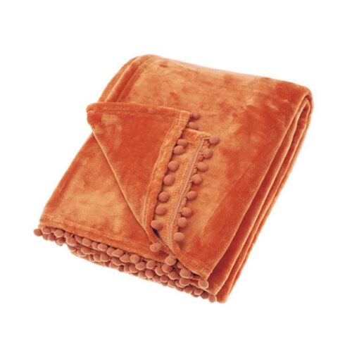 Tangerine Cashmere Touch Fleece Blanket/Throw - for sofas, beds, chairs