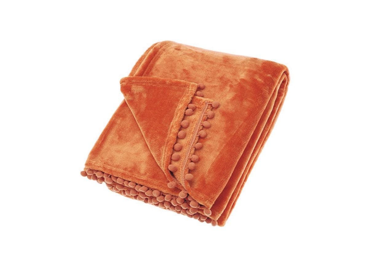 Tangerine Cashmere Touch Fleece Blanket/Throw – for sofas, beds, chairs