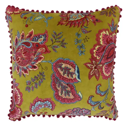 Lemon Curry Paisley Vintage Style Cushion