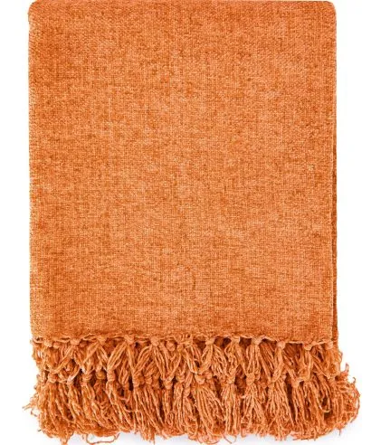 Burnt Orange Chenille Throws/Blankets