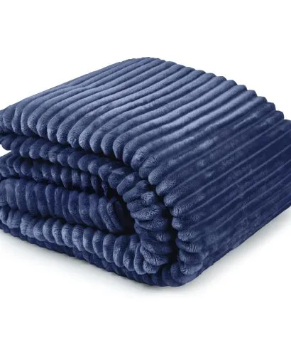 Navy Chunky Mink Style Blanket Throw 140x180cms