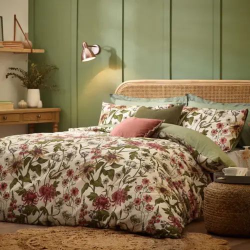 Natural Wallflower Botanical Design Duvet Set