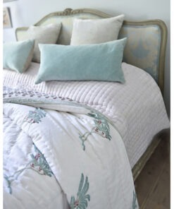 100% Cotton Cool Mint & Dark Pink Palm Block Print Quilt/Throw 220x265cms 100% Cotton Cool Mint & Dark Pink Palm Block Print Quilt/Throw 220x265cms