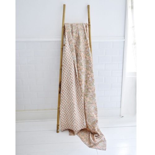 100% Cotton Peach and Green Floral Kantha Throw 150x220cms 100% Cotton Peach and Green Floral Kantha Throw 150x220cms