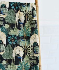 100% Cotton Pagoda Garden Print Throw 145x225cms 100% Cotton Pagoda Garden Print Throw 145x225cms