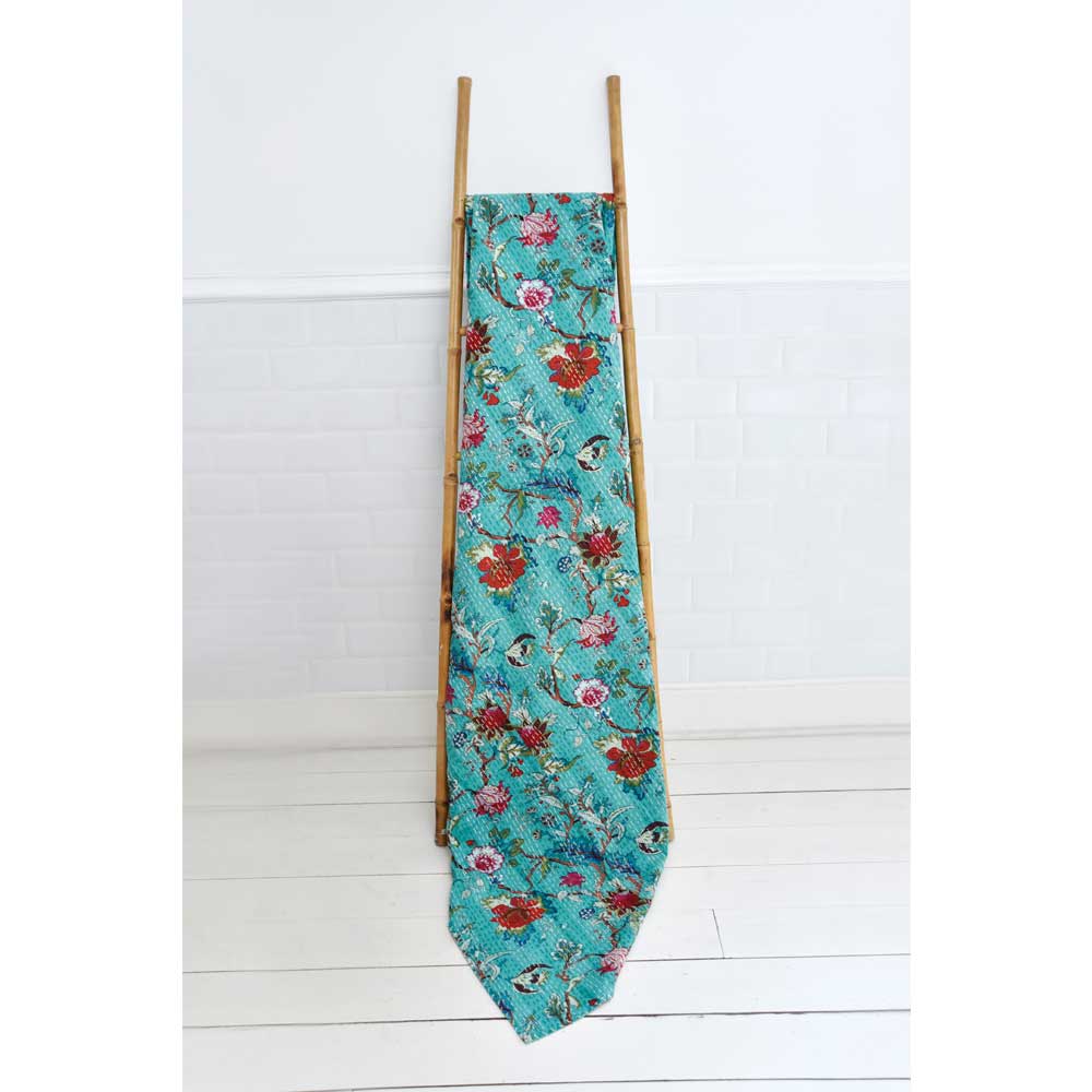100% Cotton Teal Exotic Print Kantha Throw 145x225cms 100% Cotton Teal Exotic Print Kantha Throw 145x225cms