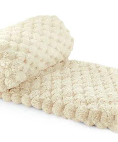 Cream Soft Fleece Blanket Throws – Choice of Sizes Cream Soft Fleece Blanket Throws – Choice of Sizes