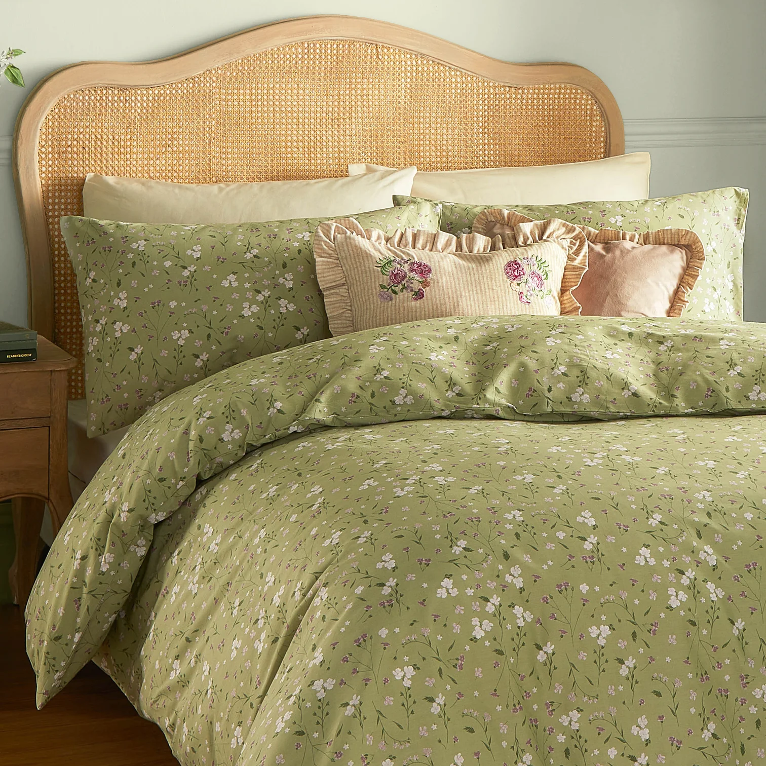 Sage Bronte Printed Floral Duvet Cover Set Sage Bronte Printed Floral Duvet Cover Set