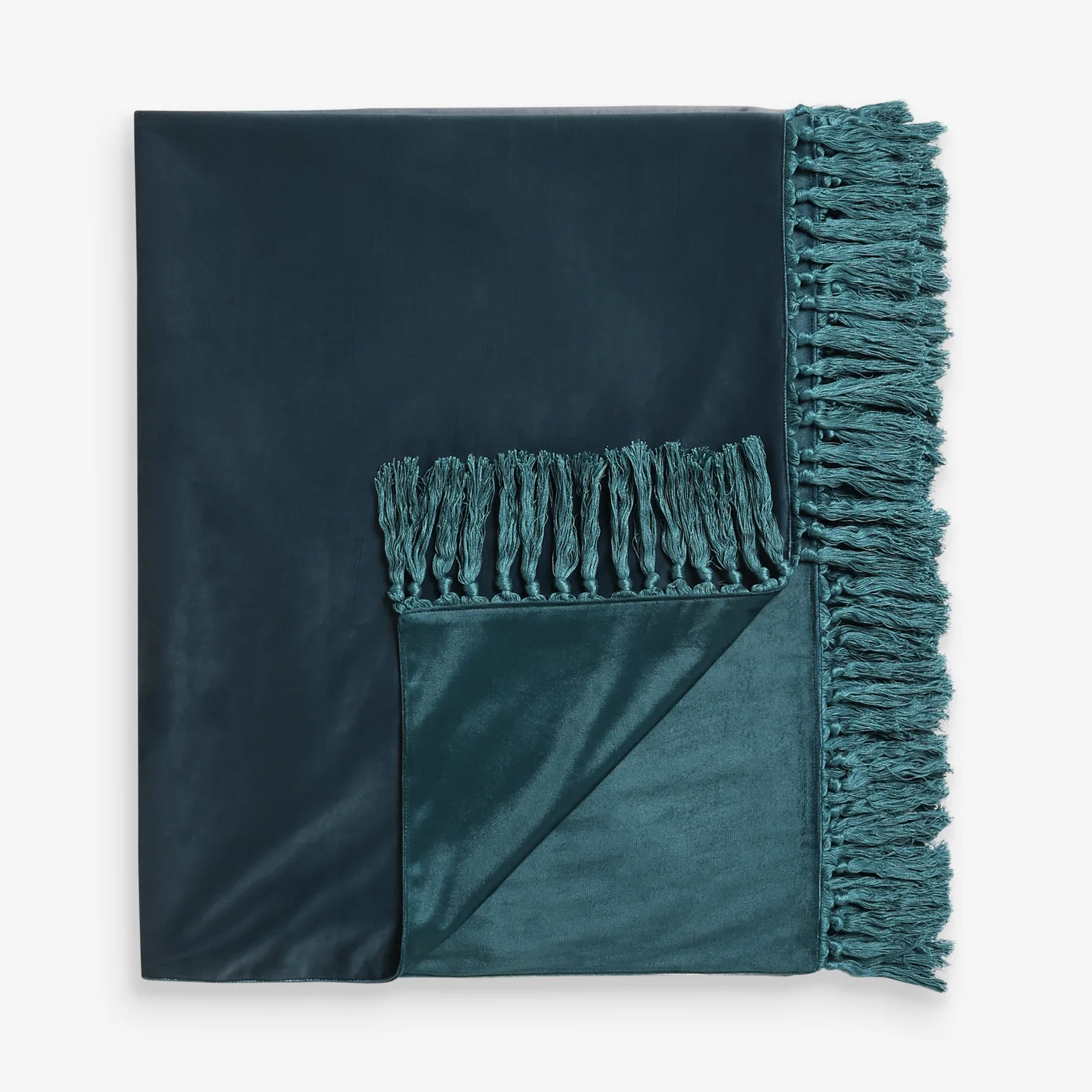 Teal Gradiated  Fringed Luxury Velvet Throw 125x150cms