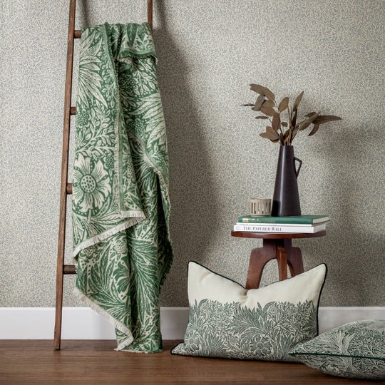 William Morris Design Green Jacquard Throw and Cushions available separately
