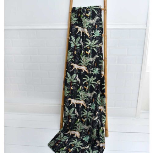 100% Cotton Safari at Night Kantha Throw 145x225cms