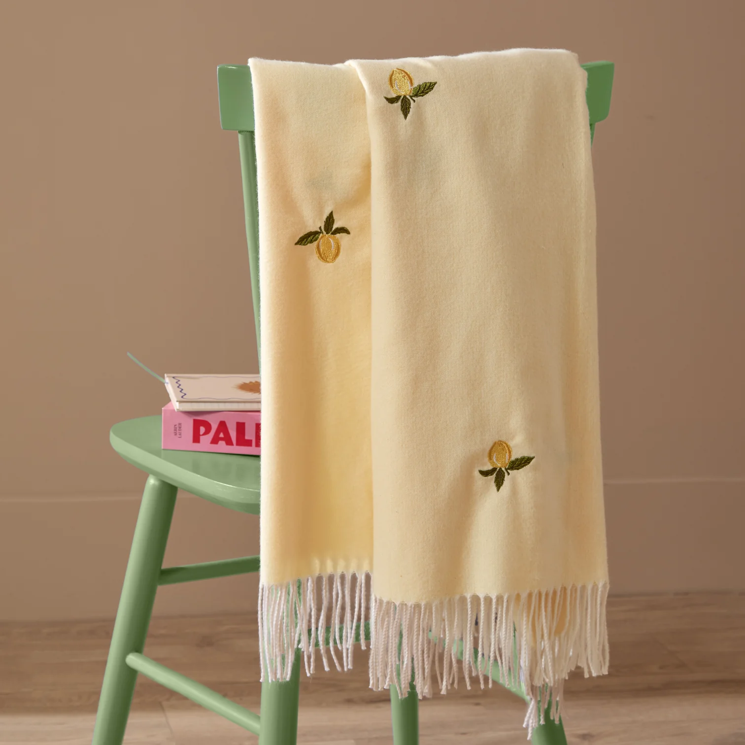 Fruits Lightweight Embroidered Throw 130x180cms in Zesty Lemon Fruits Lightweight Embroidered Throw 130x180cms in Zesty Lemon